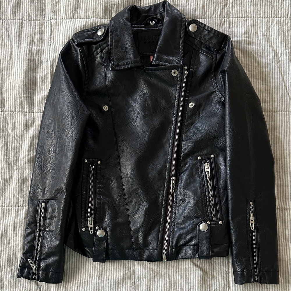Blank NYC Black Faux Leather Jacket girls size Small